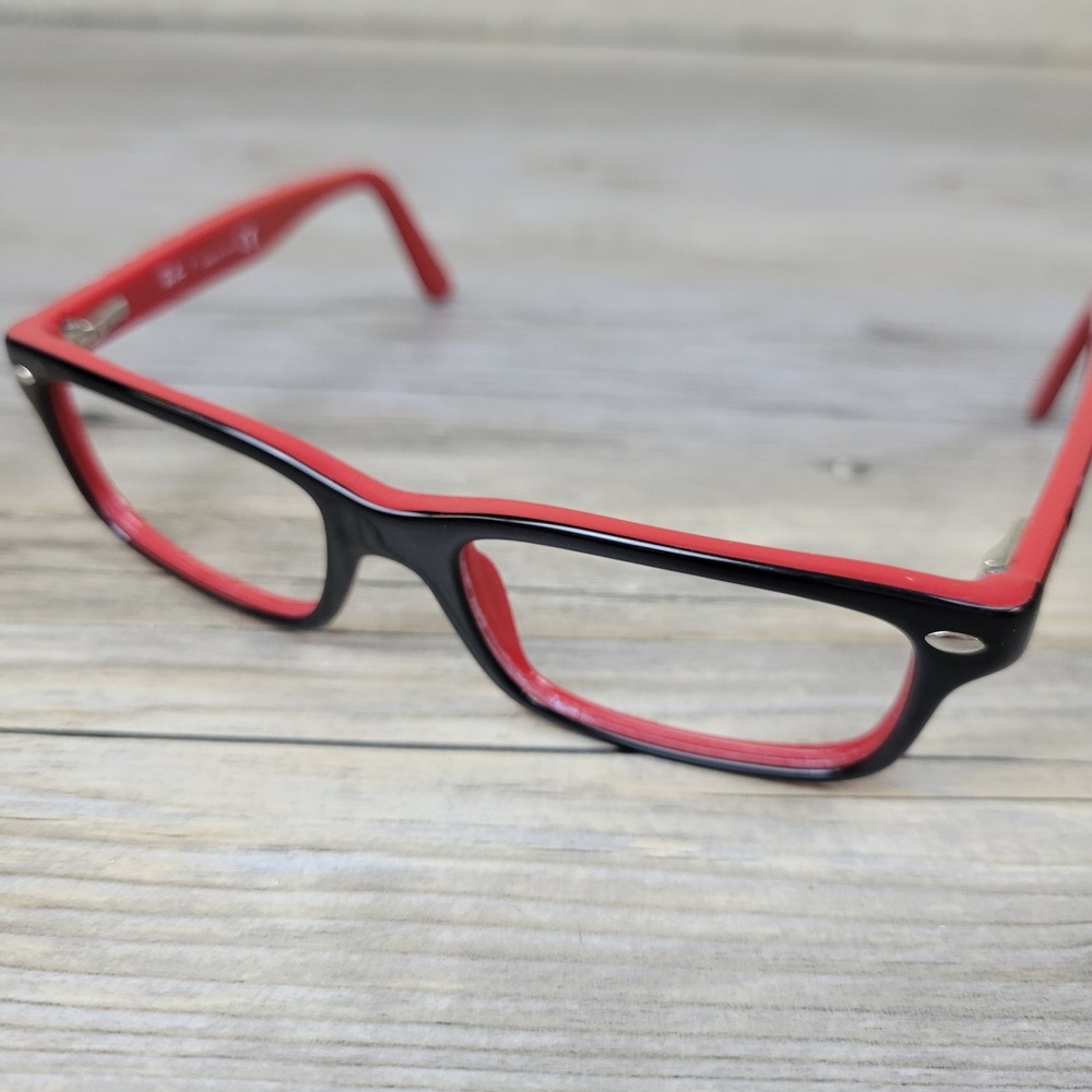 Ray-Ban Eyeglasses Frames RB 1535 3573 Black Red Script Logo Kids 48-16-130